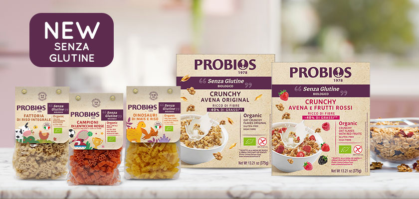 Novità senza glutine Probios: Tre formati di Pasta kids e due nuovi Crunchy all’avena