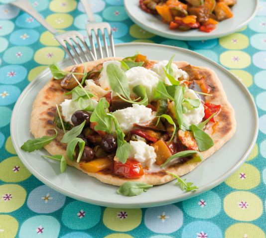 chickpeas-piadina-vegetables-caponata-mozzarella-bufala