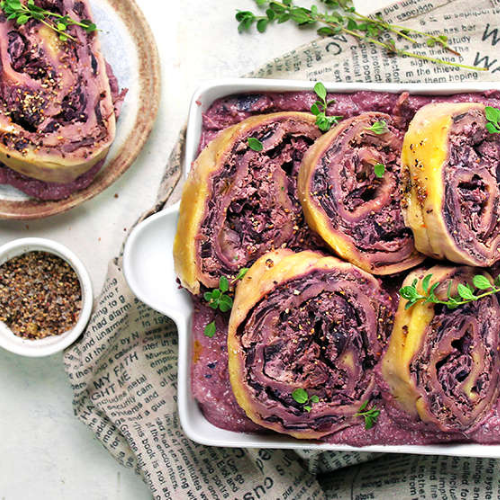 Rotolo di pasta e cavolo rosso