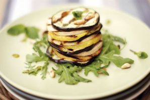 Millefeuille of Eggplant and Tofu with Pine Nuts and Mint