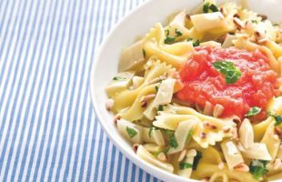 Farfalle with Flat Beans and Tomatoes with Basil