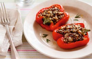 Peppers Stuffed with Colored Quinoa and Rosemary Beans