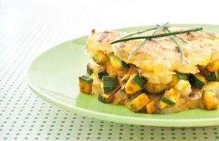 Flans of Zucchini and Golden Potatoes with Chives