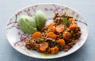 Lentil and Carrot Stew with Endive Pureé