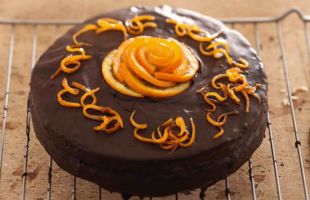 Soft Cake with Orange Custard and Chocolate Glaze
