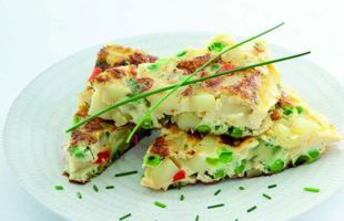 Potatoes and Peas Tortilla with Shallots and Chives