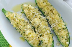 Zucchini Stuffed with Quinoa and Chives